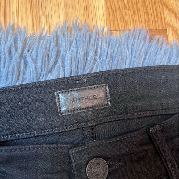 Mother Black Distressed Rascal Ankle Fray Cropped Jeans Size 27 - Picture 3 of 9